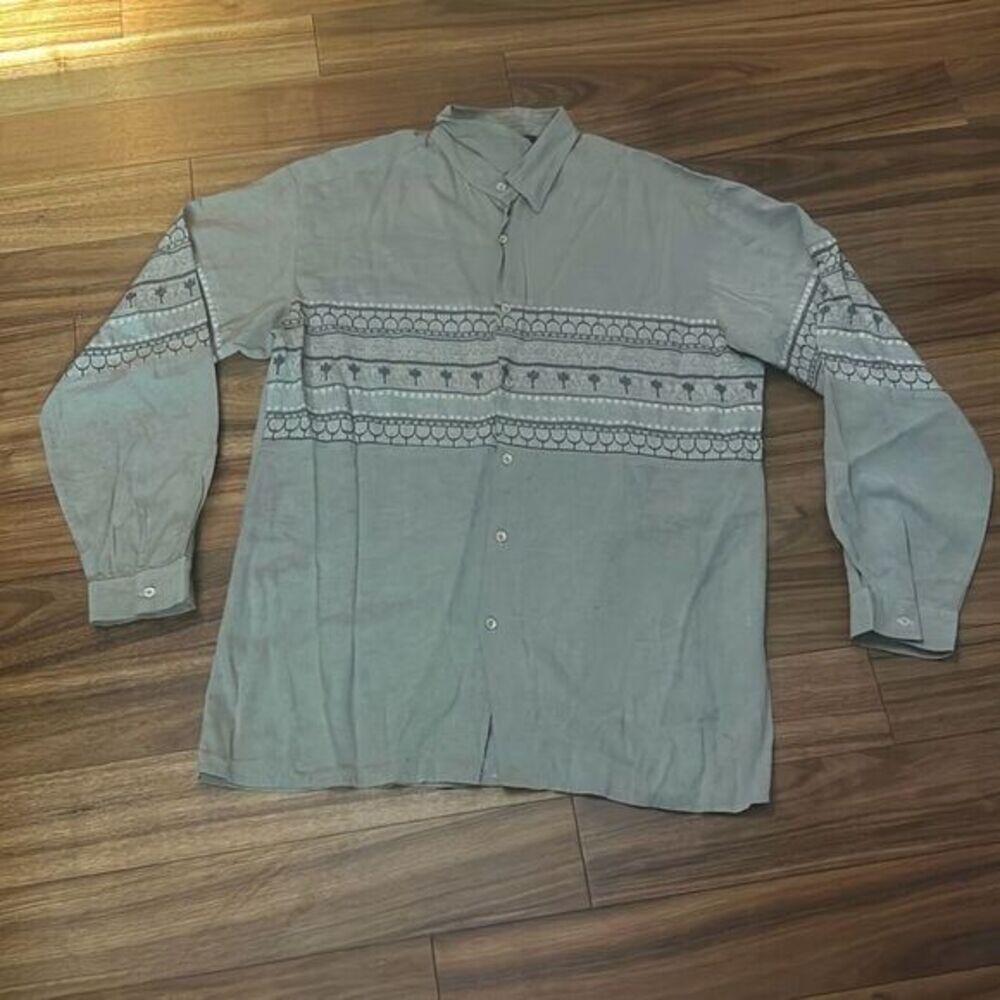 Vintage JAMES FORD Mens‎ Gray button up Long Sleeve Shirt streetwear